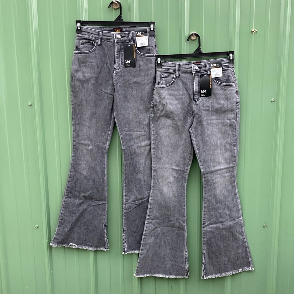 Women’s Lee High Rise Flare Denim Jean Pants with Raw Hem 2-Pack Size 4 S